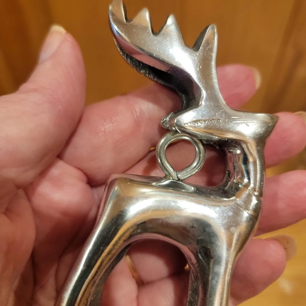 Pair Silver Metal Tabletop Deer 8